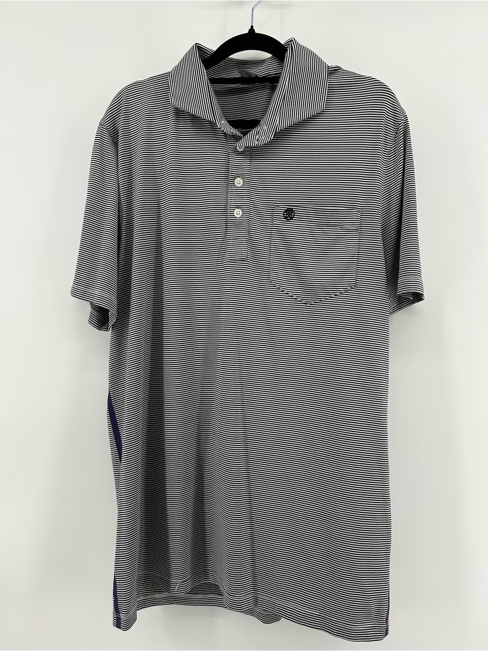 G/Fore Black & White Striped Polo Shirt - Classic Pocket Style